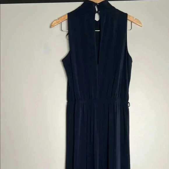 Women's Blue Sleeveless Jumpsuit Mock Neck - Wide Legs Very Cute Corporate Look - Picture 9 of 14